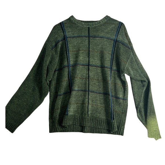 Cambridge Classics Other - Vintage Eclectic Grandpa Green Windowpane Plaid Cozy Crewneck Sweater 90s Size M